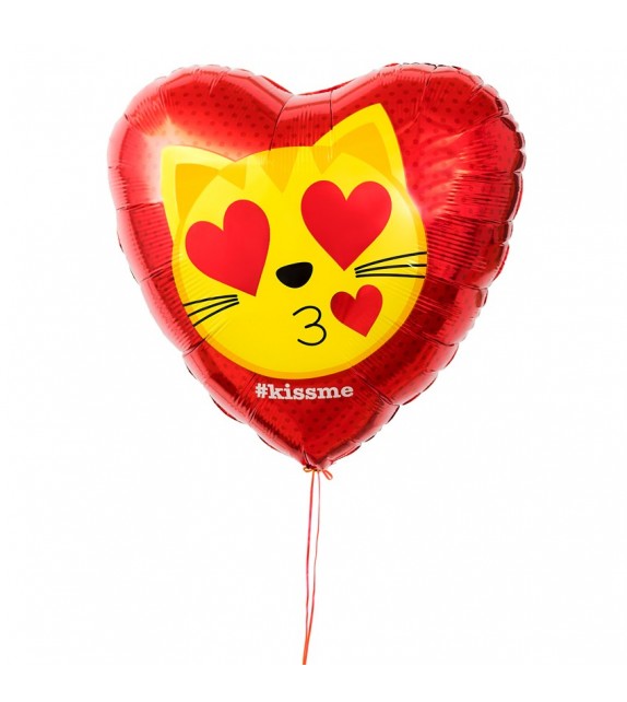 Ballon coeur chat Kiss Me - Cadeau Ballon Surprise