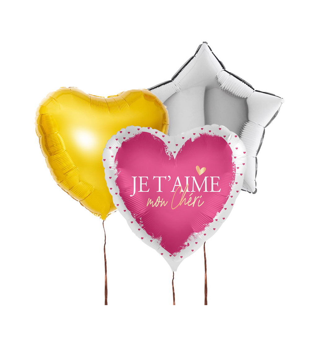 Bouquet de ballons Saint-Valentin I Love us personnalisé coeur noir blanc  amour